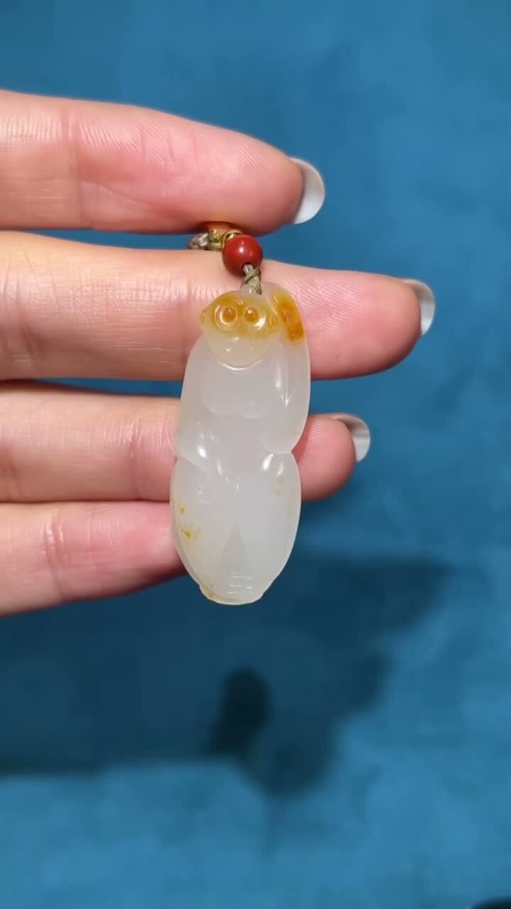 和田玉籽料靈猴,天然和田玉軟玉