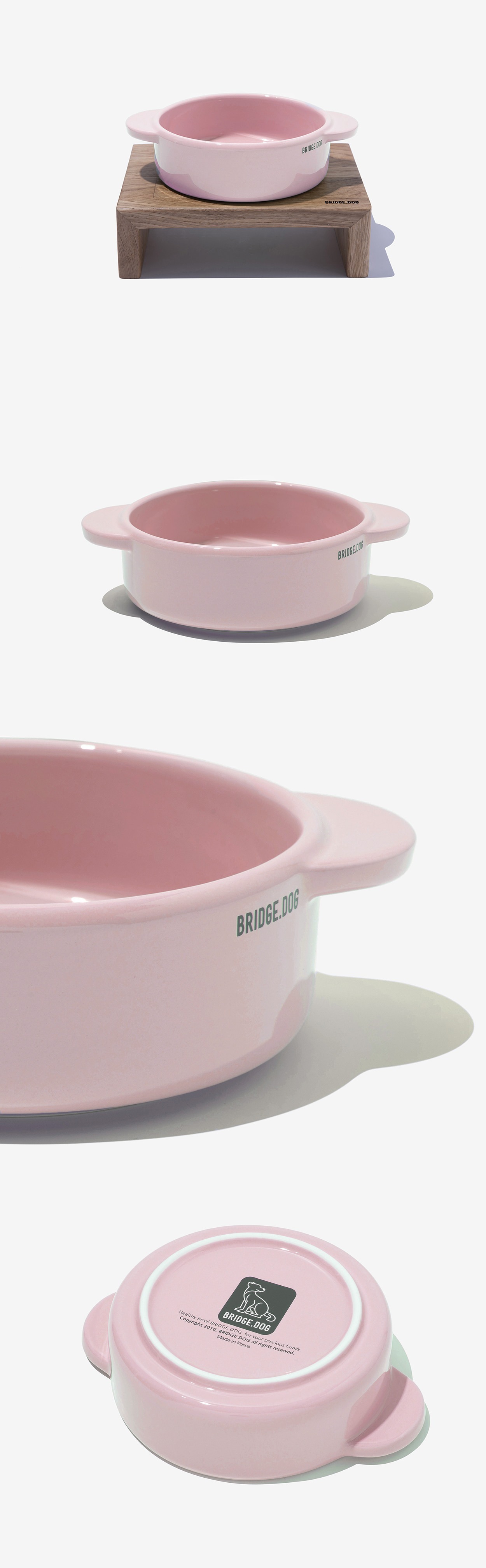 BRIDGE.DOG BASIC  亮面雙耳碗 (粉紅)