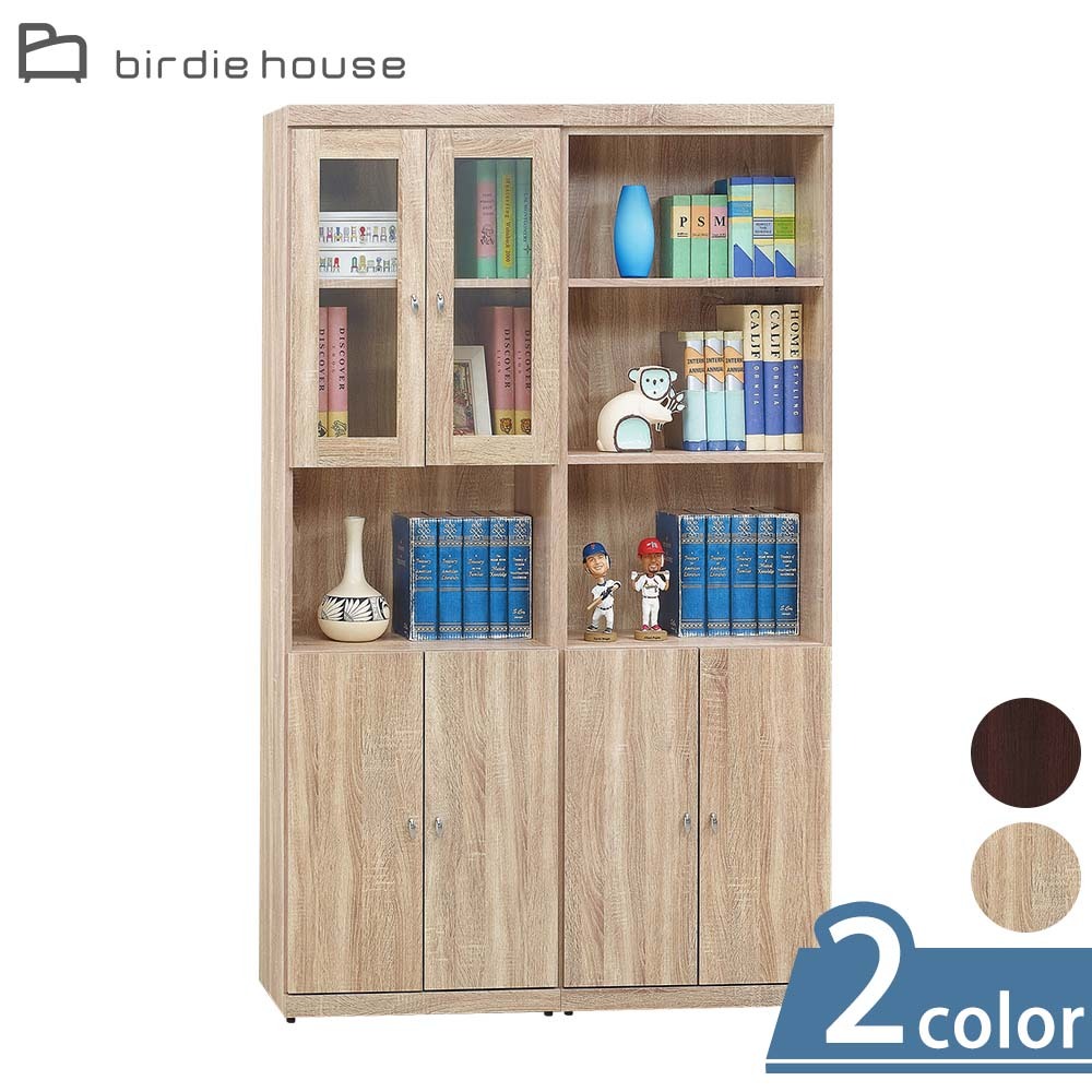 柏蒂家居-卡蒂姆4尺六門半開放式書櫃(二色可選)