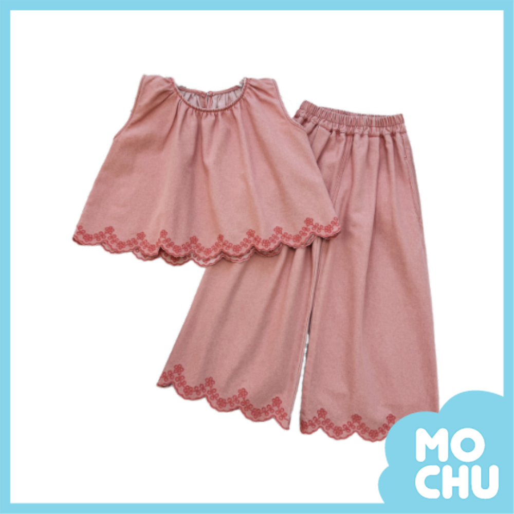 純色曲線繡花套裝(二色)