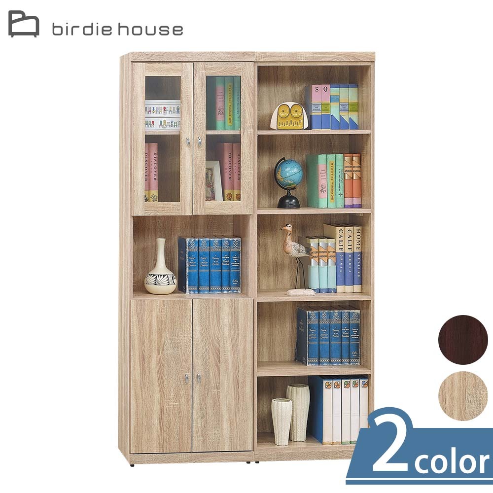 柏蒂家居-卡蒂姆4尺四門半開放式書櫃(二色可選)