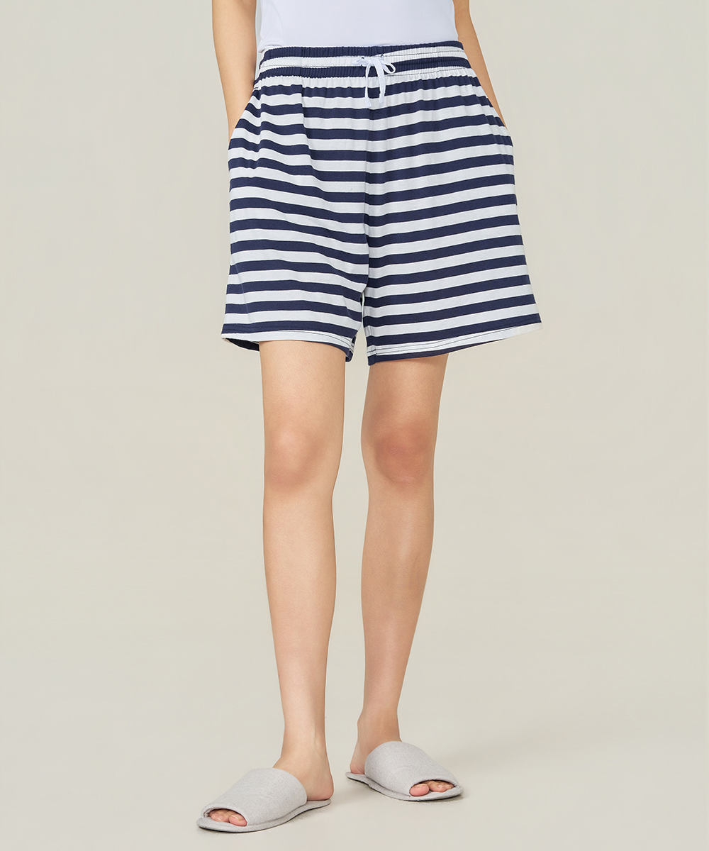 自由空間-條紋棉 輕柔純棉女居家短褲 UE0Y2826