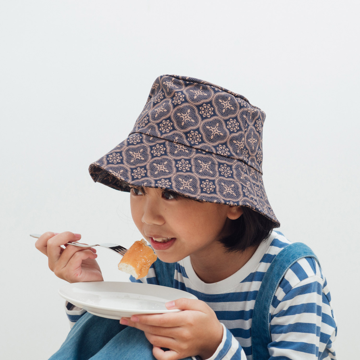 （絕版）遮陽漁夫帽-兒童/玻璃海棠/午夜藍褐