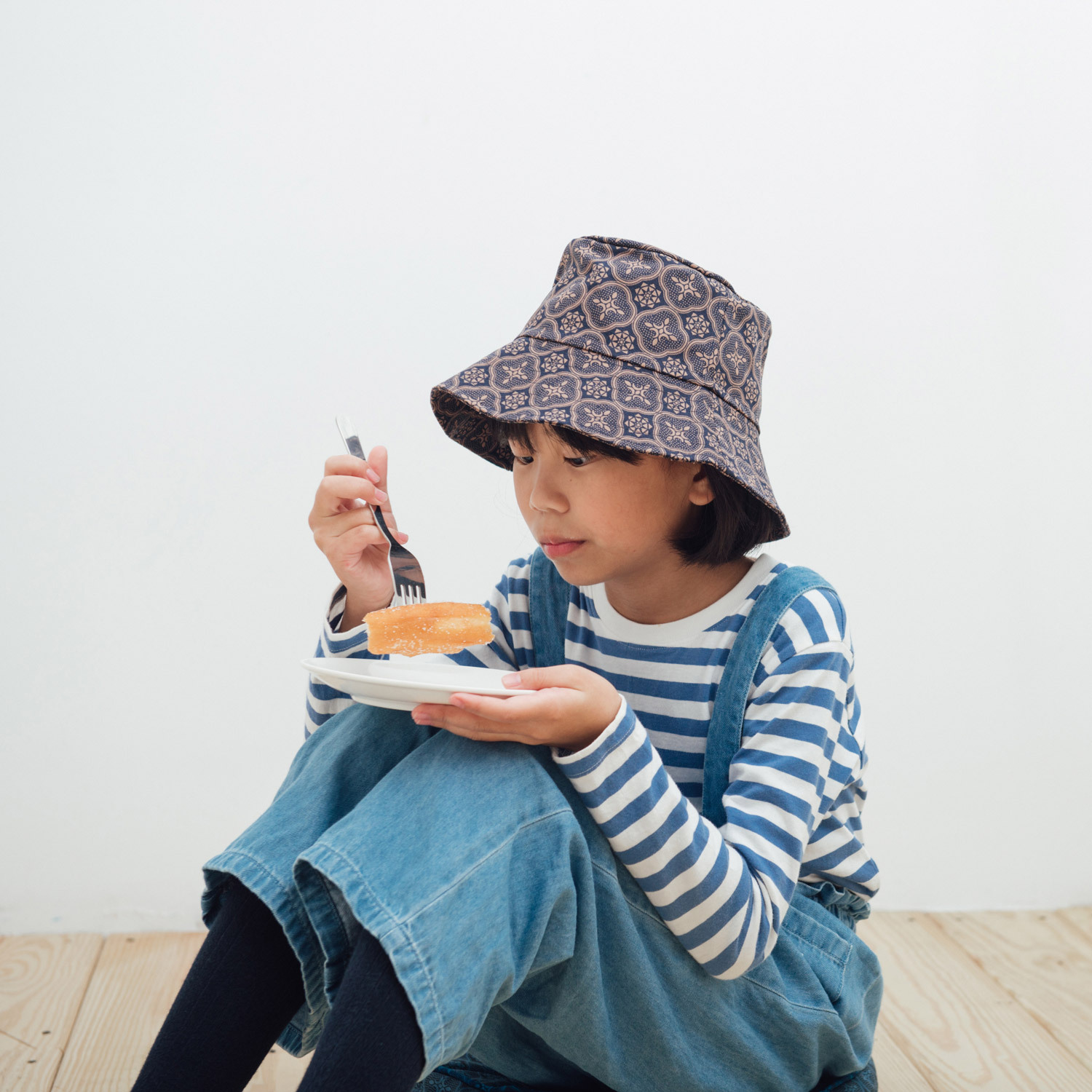 （絕版）遮陽漁夫帽-兒童/玻璃海棠/午夜藍褐