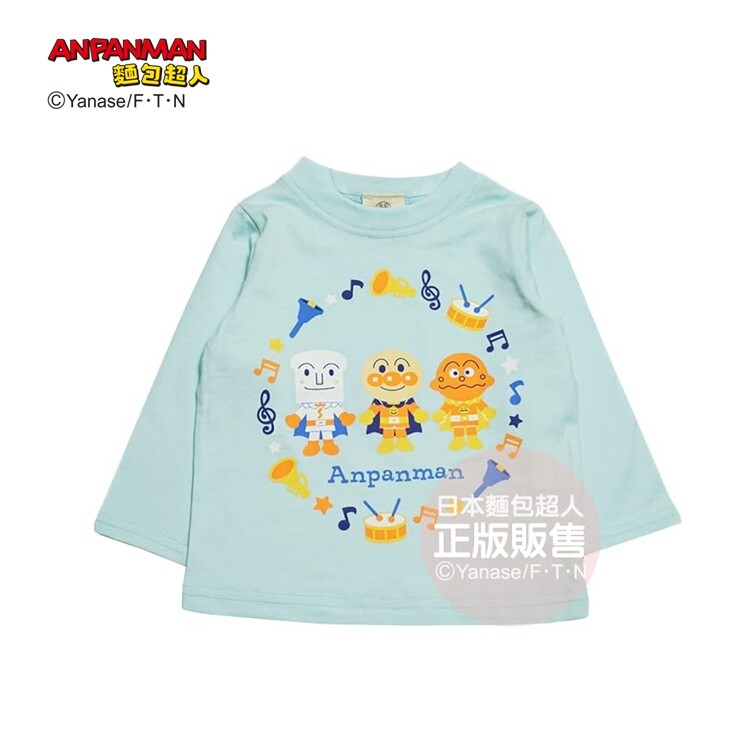 麵包超人 男孩樂器圈圈長袖T-天空藍 (80、90、100cm)