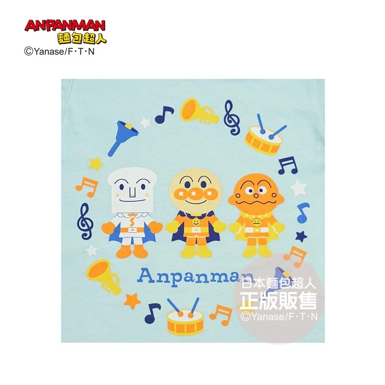 麵包超人 男孩樂器圈圈長袖T-天空藍 (80、90、100cm)