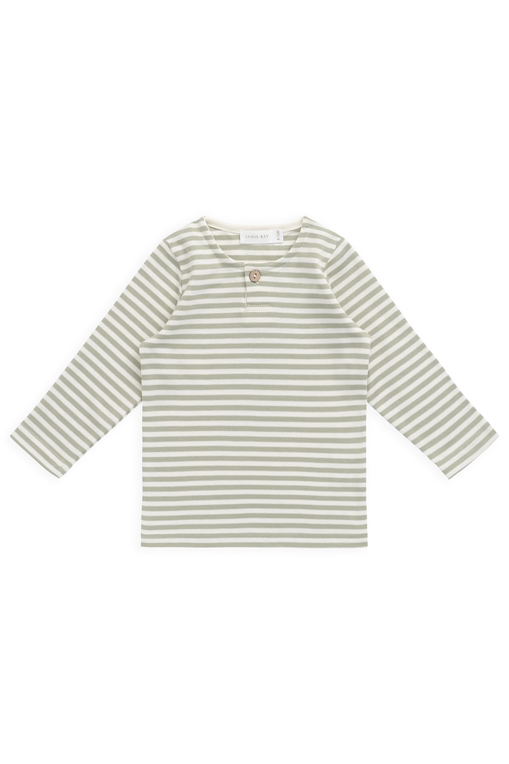 【預購】JAMIE KAY -Pima Cotton Shae Top - Narrow Stripe Lichen（Cloud）
