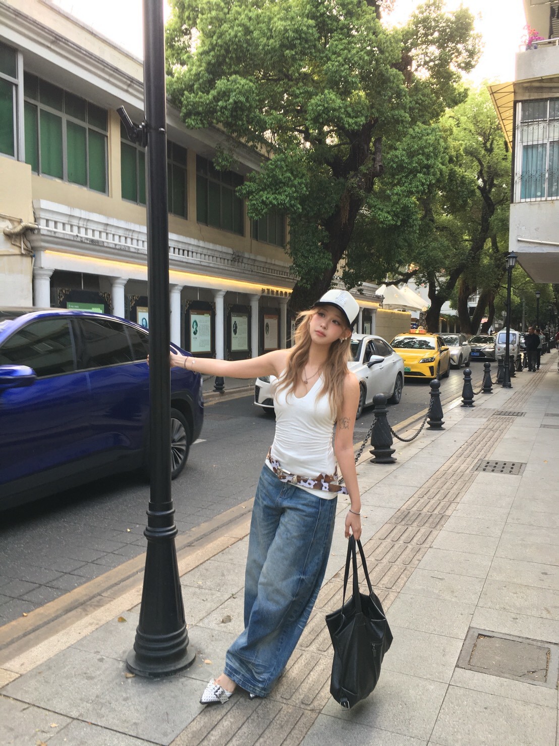 男女同款寬鬆重磅牛仔褲/牛仔藍