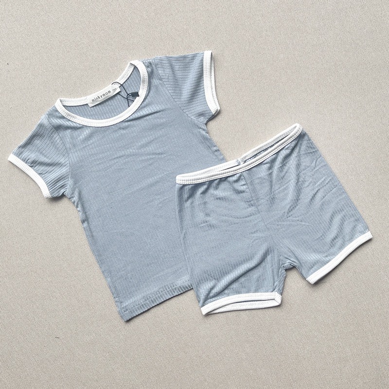 坑條素面短袖家居服