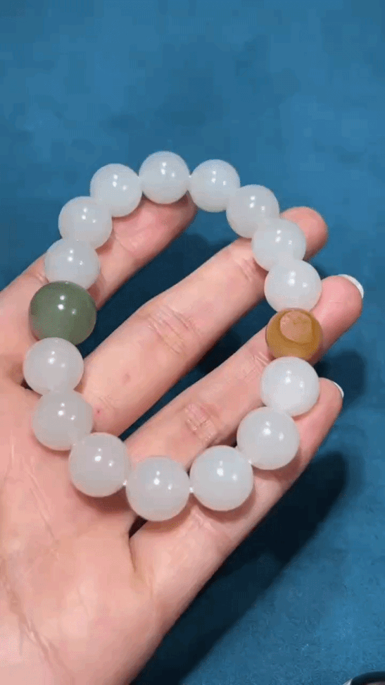 3827 和田玉籽料圓珠手串 (12mm直徑)