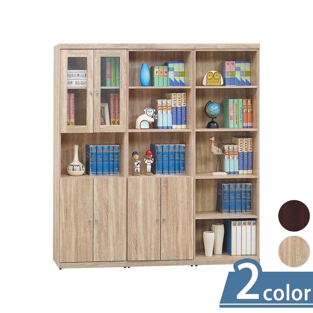 柏蒂家居-卡蒂姆6尺六門半開放式書櫃(二色可選)