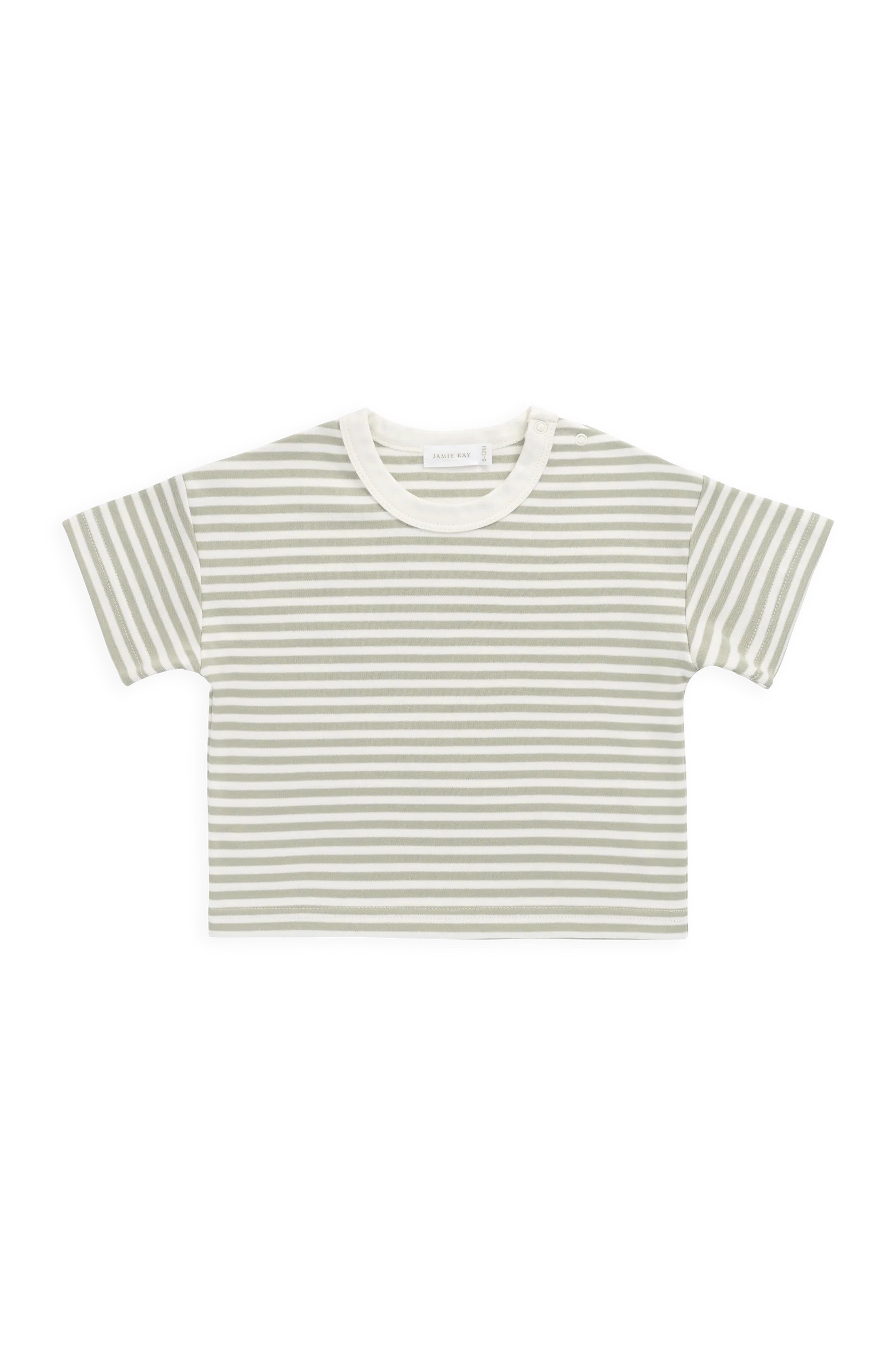 【預購】JAMIE KAY -Pima Cotton Wesley Tee - Narrow Stripe Lichen（Cloud）
