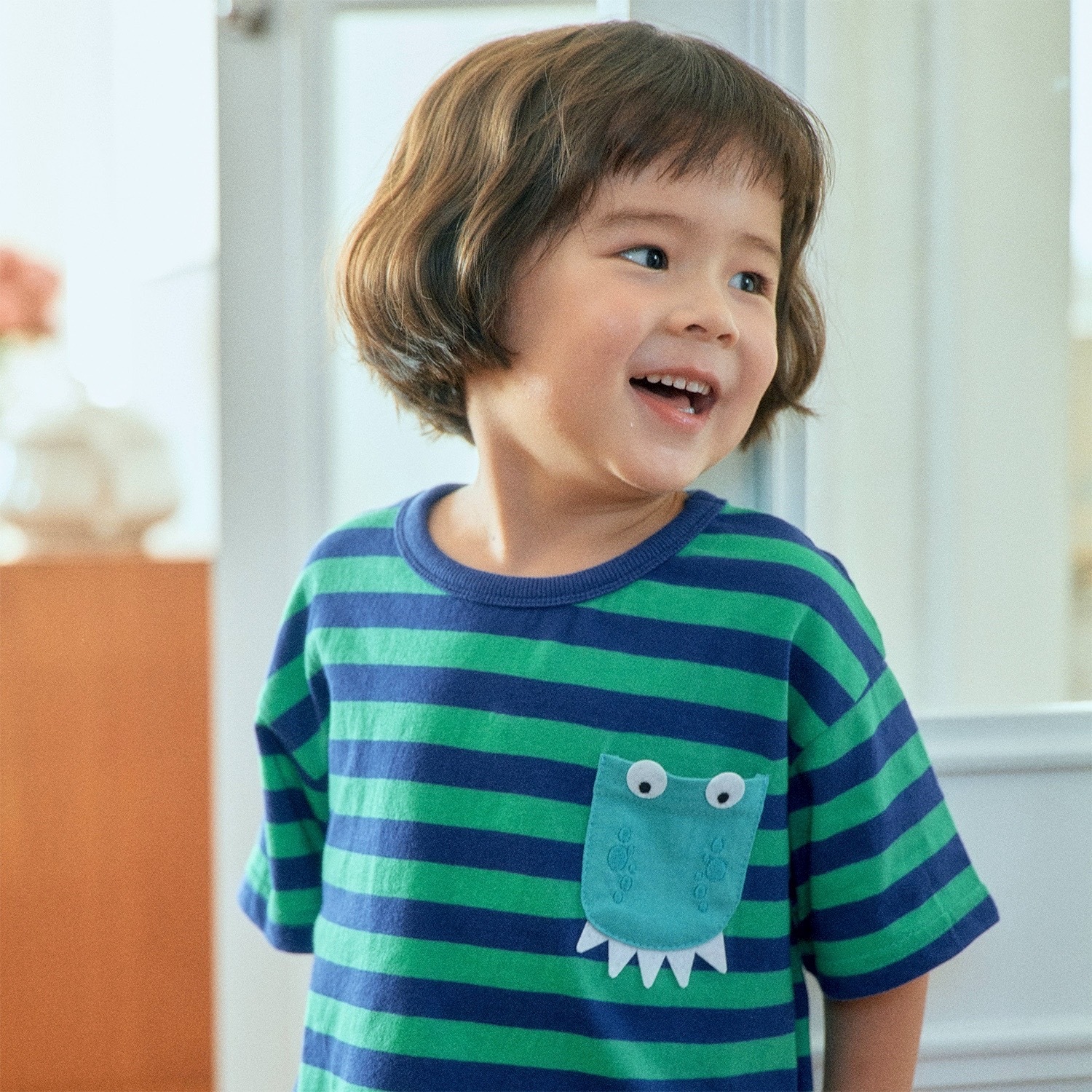 條紋卡通恐龍上衣