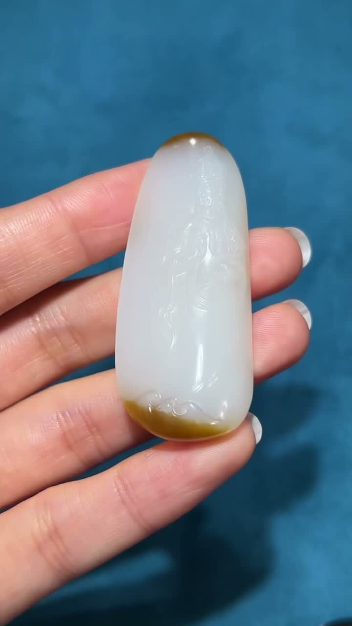 和田玉且末糖白料慈航普渡,天然和田玉軟玉