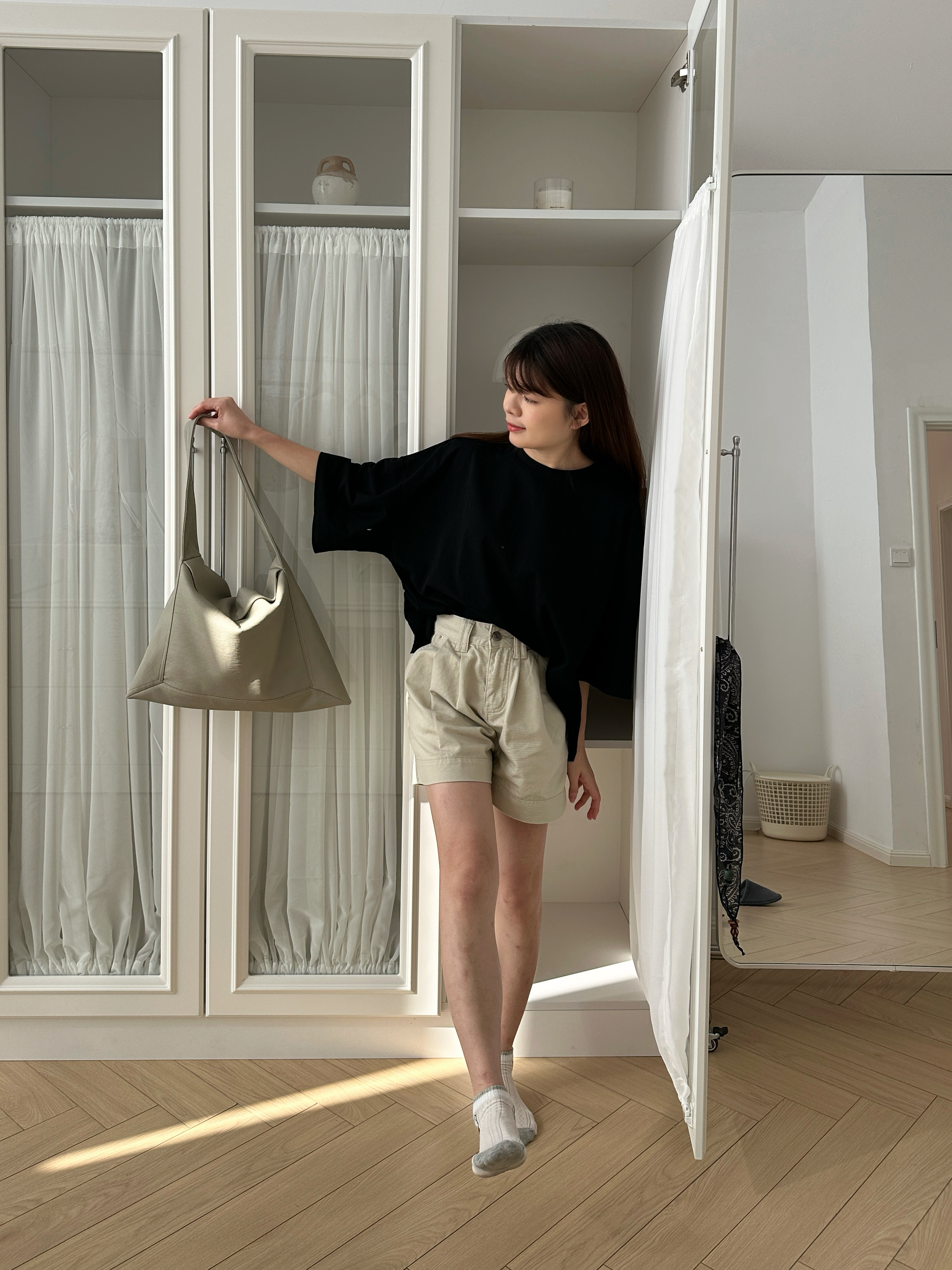 Nora Shoulder Tote Bag Beige-D123BEI