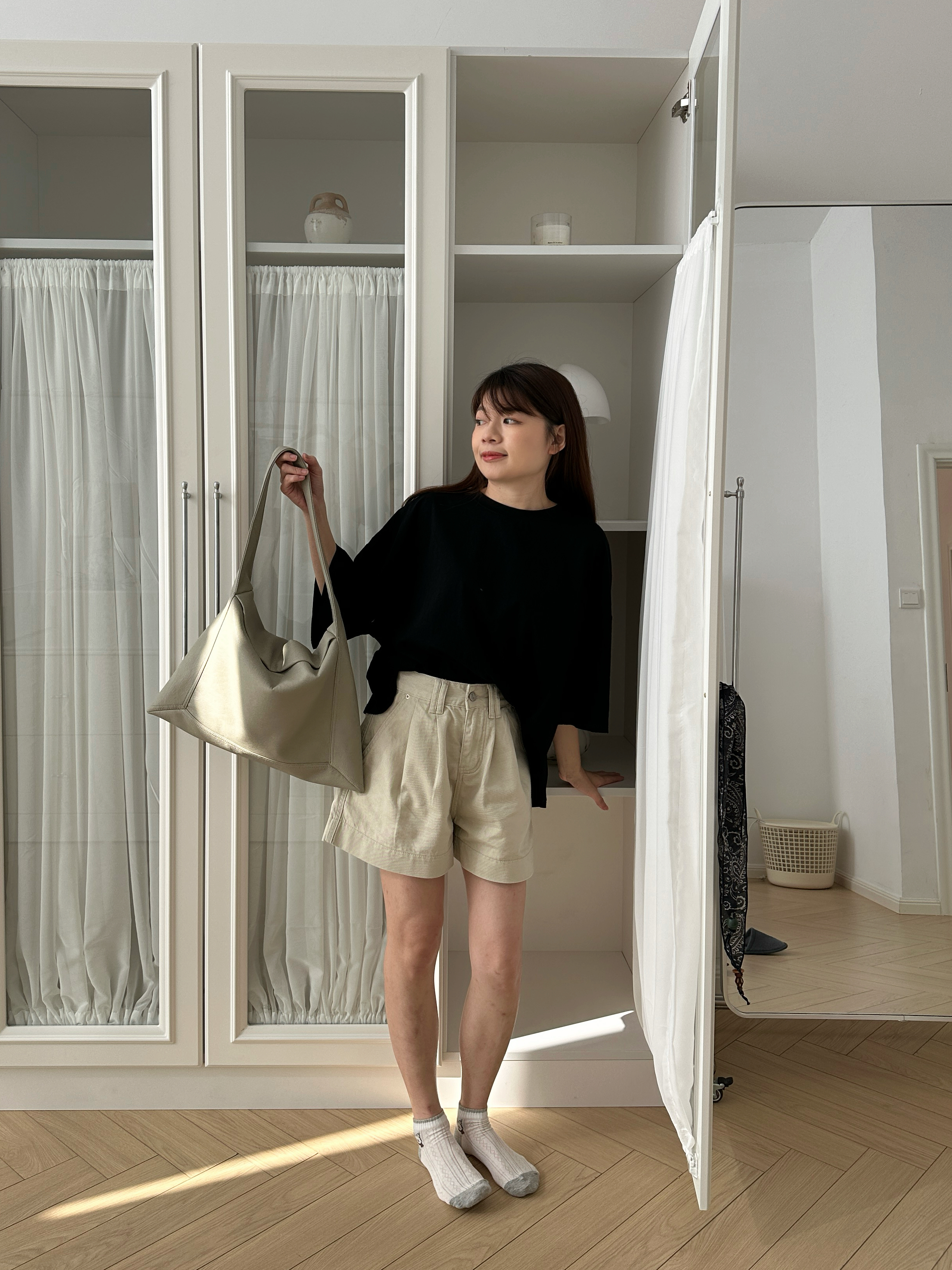 Nora Shoulder Tote Bag Beige-D123BEI