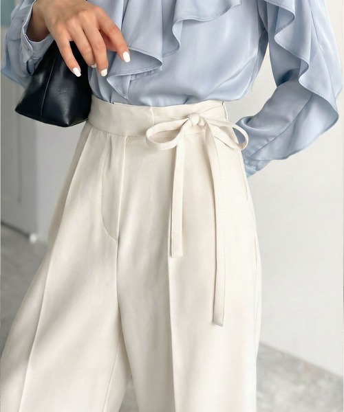 日本🇯🇵連線 Mily Bilet 少女風緞帶西裝休閒寬褲 休閒褲 西裝褲 緞帶 綁帶 長褲 褲子 5色(任買兩件711免運)/預購