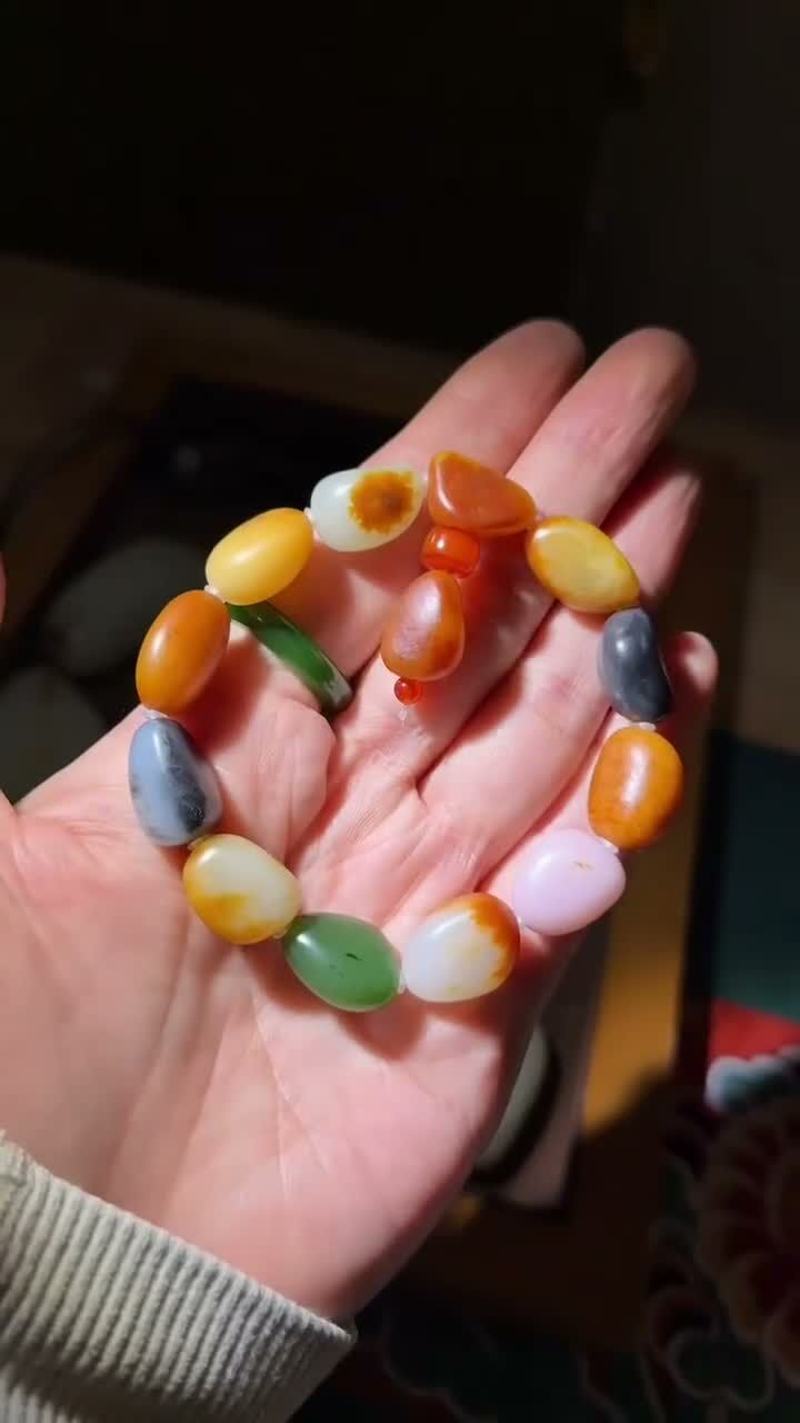 和田玉籽料手串,天然和田玉軟玉