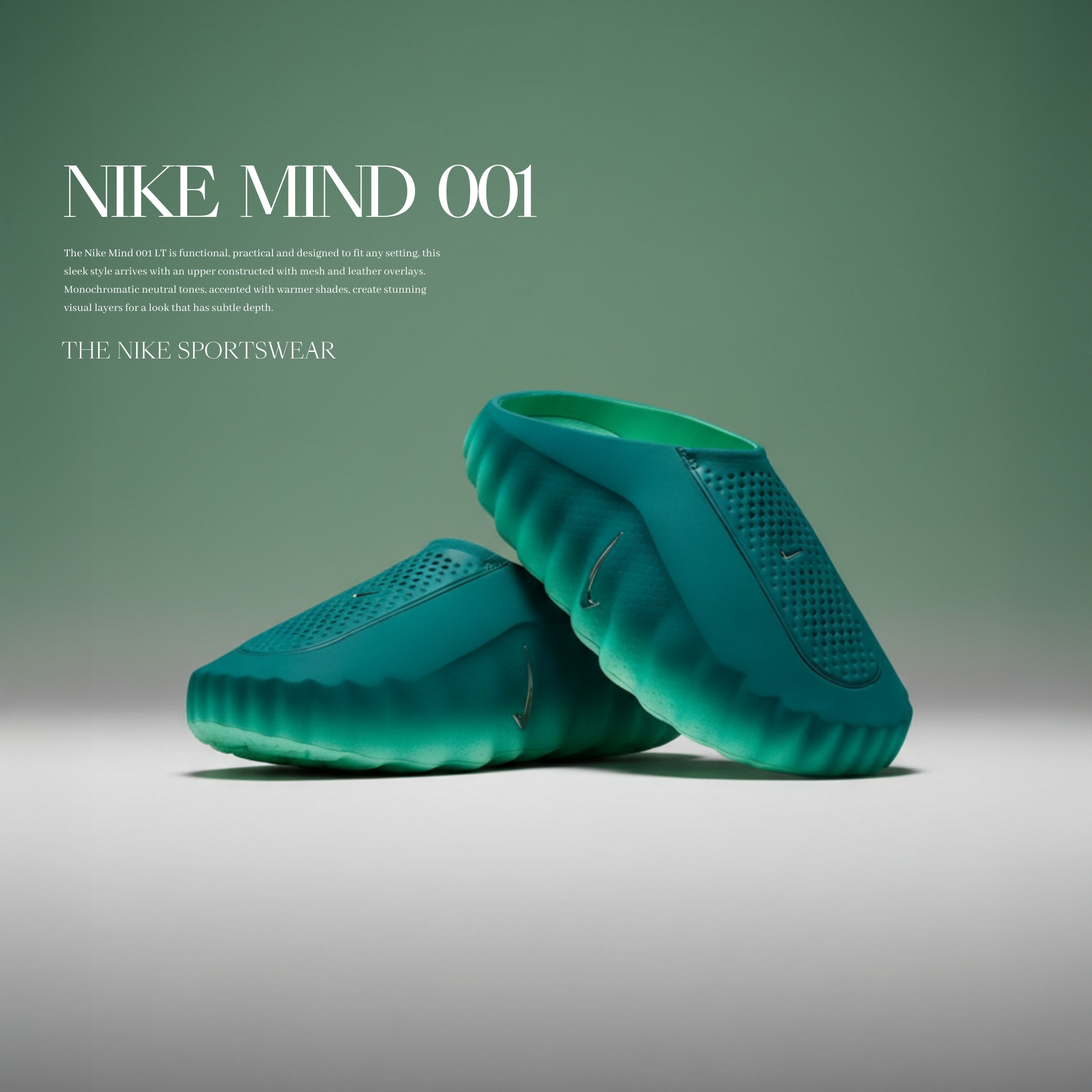 NICEDAY 代購 Nike Mind 001 Slide 綠 草綠 漸層 按摩 拖鞋 HQ4307-301