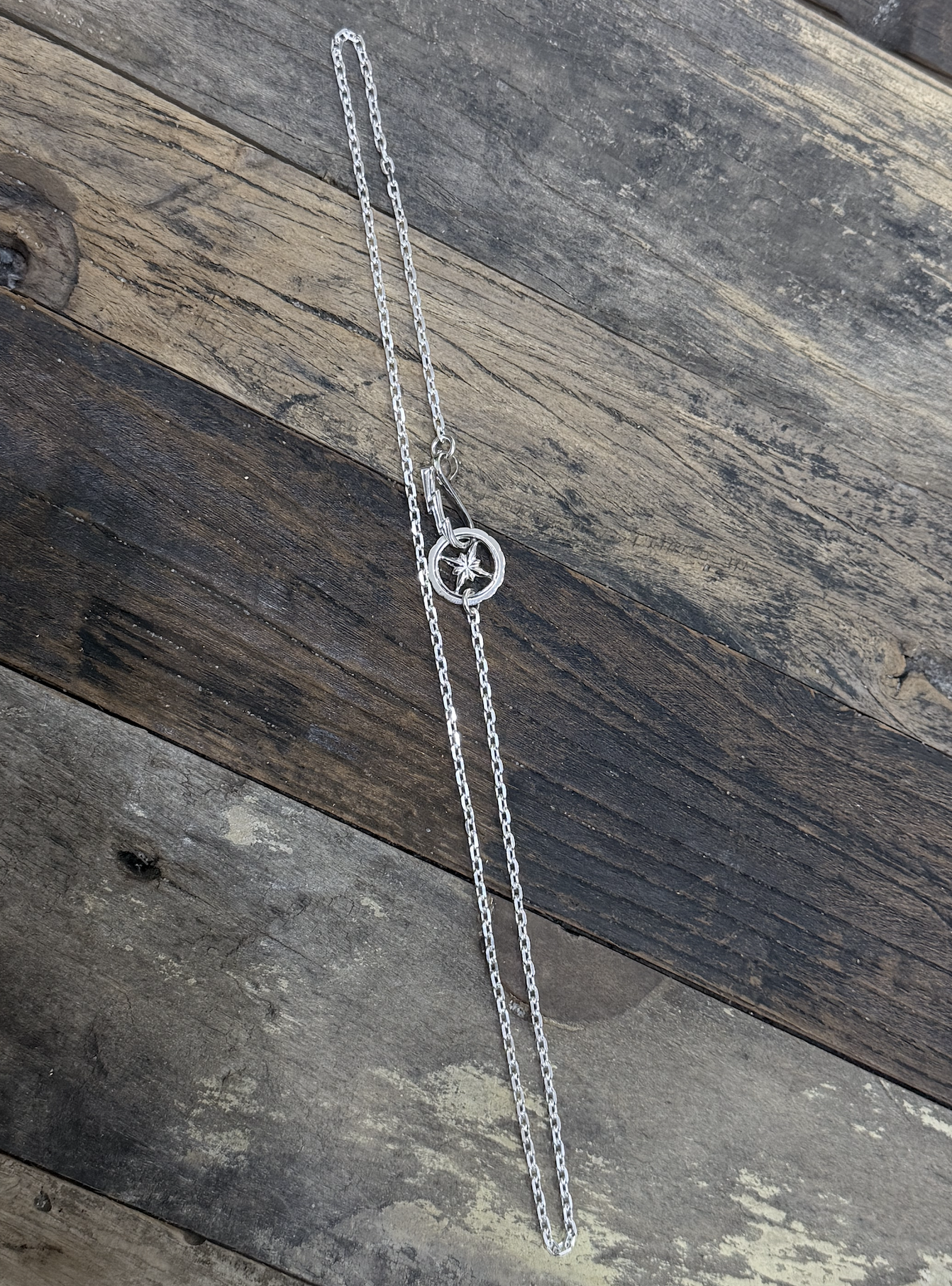 閃電扣全銀星輪60CM頸鏈