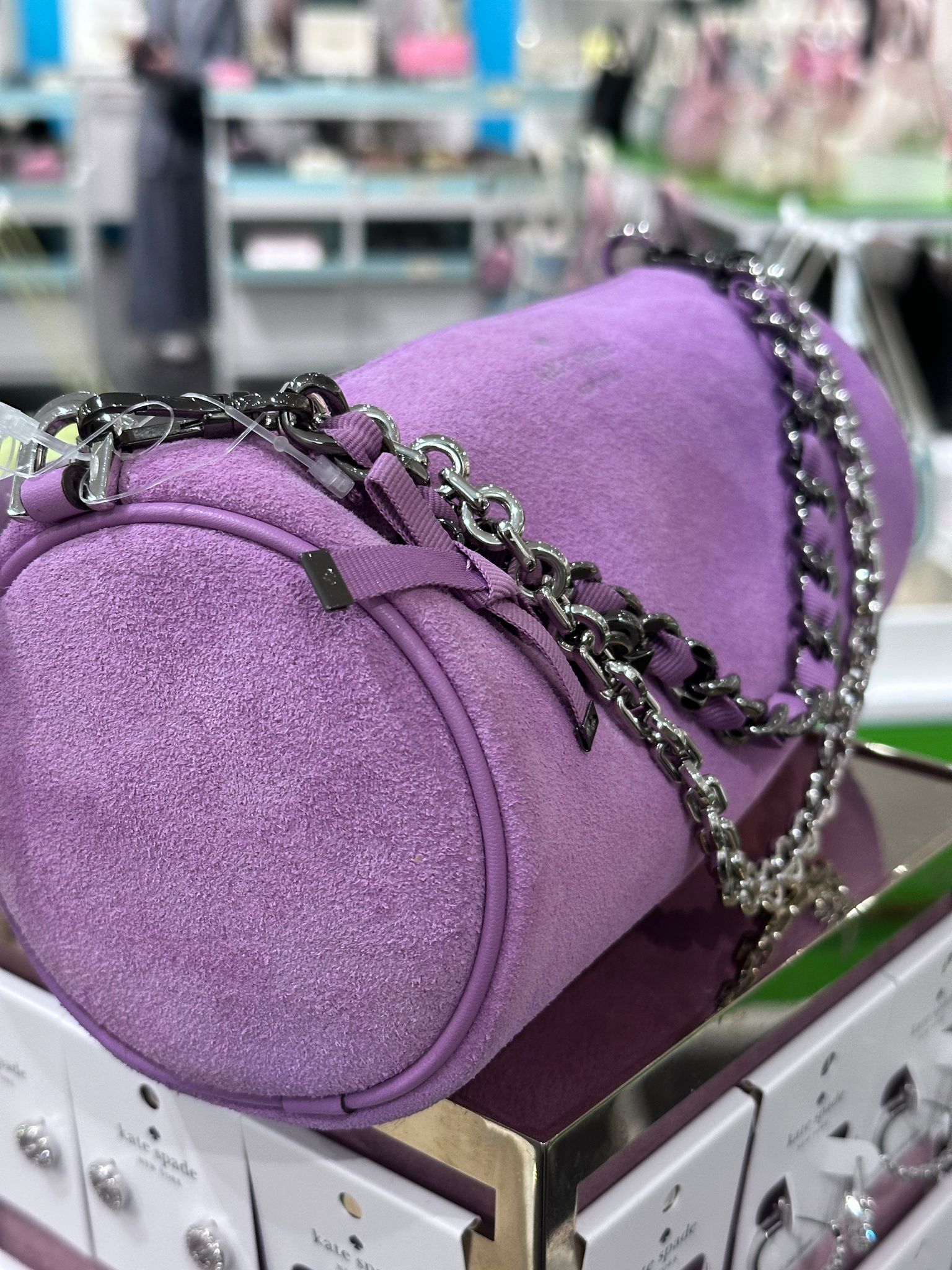 RQ78 KS 紫色絨面細圓筒袋 Roulette Suede Mini Convertible Bag