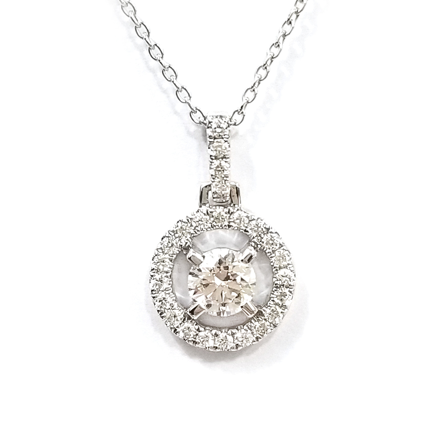18K白金GIA天然鑽石吊墜