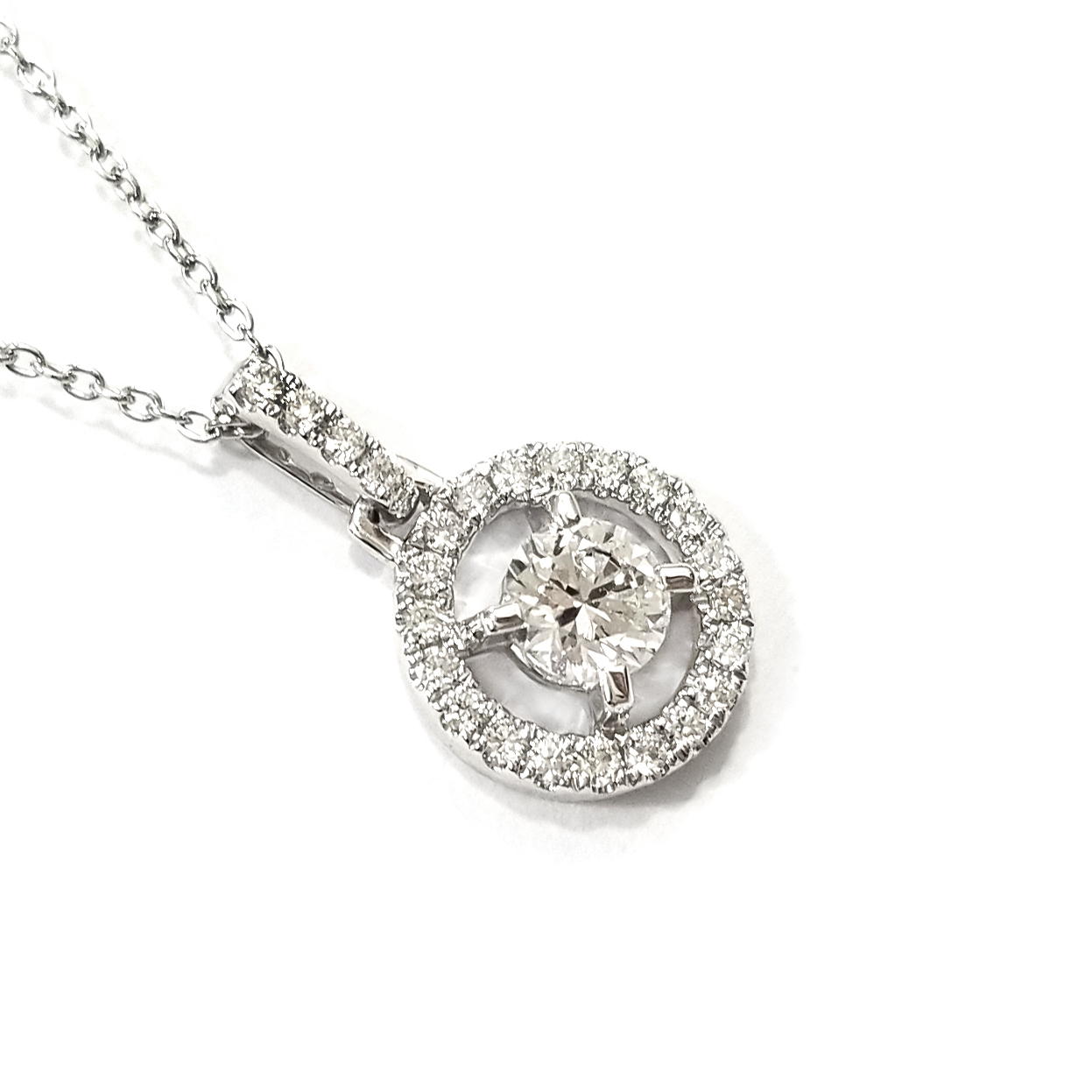 18K白金GIA天然鑽石吊墜