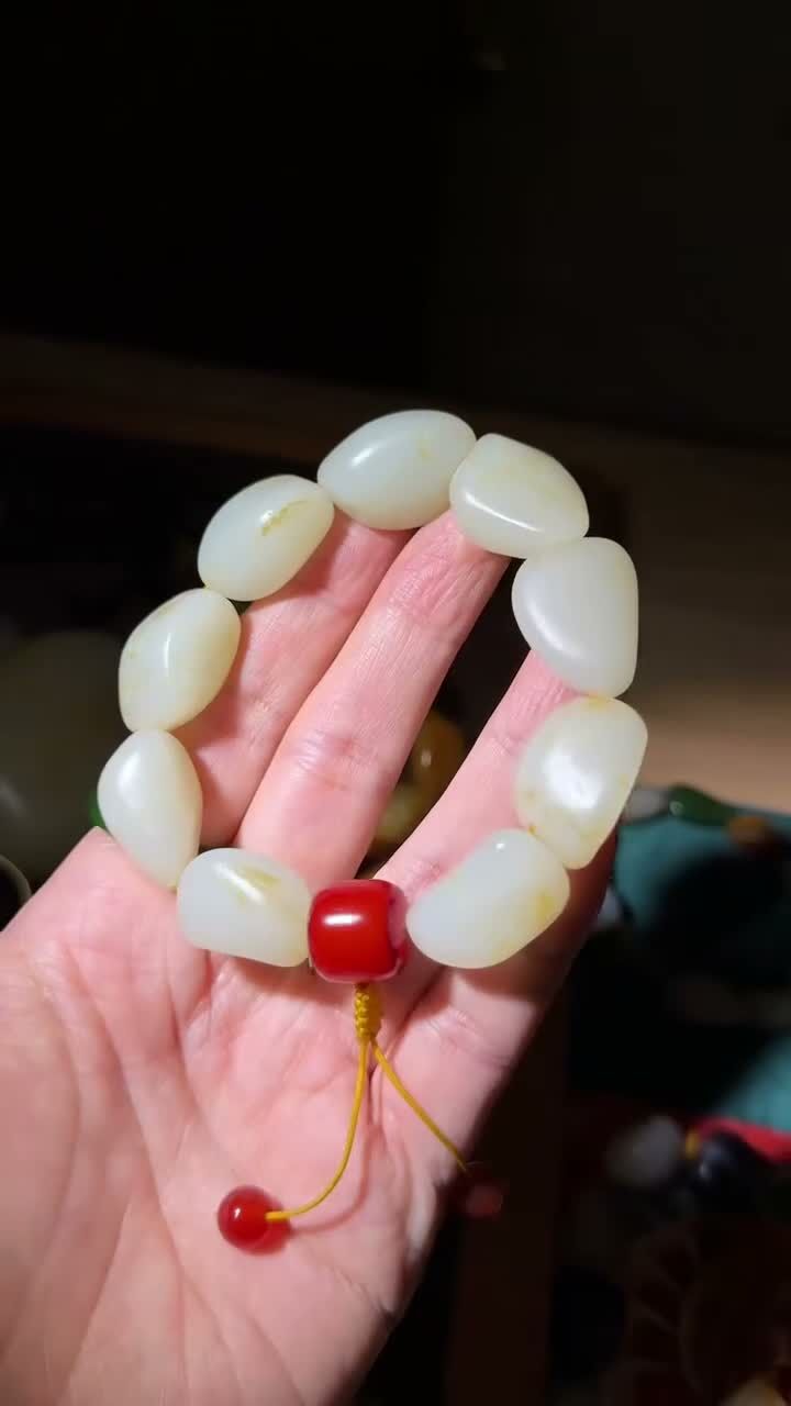 和田玉籽料手串,天然和田玉軟玉