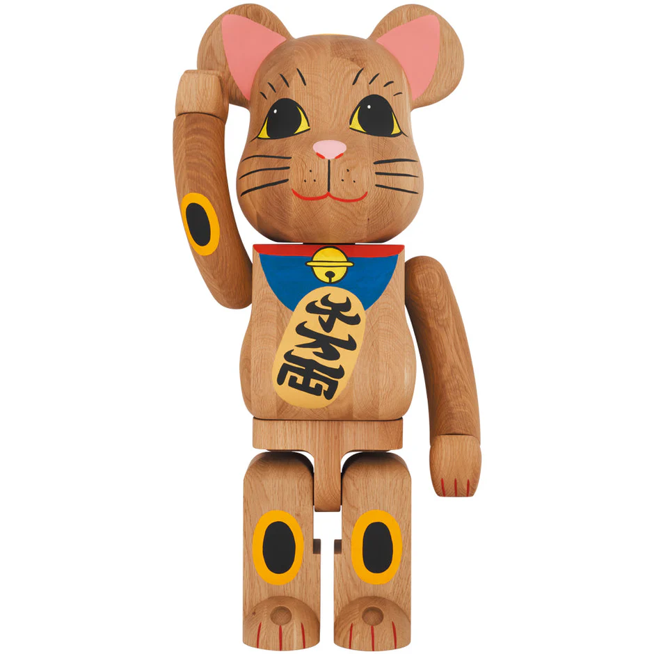 カリモク 木 招き猫 招財貓 壱 青 1000％ BE@RBRICK