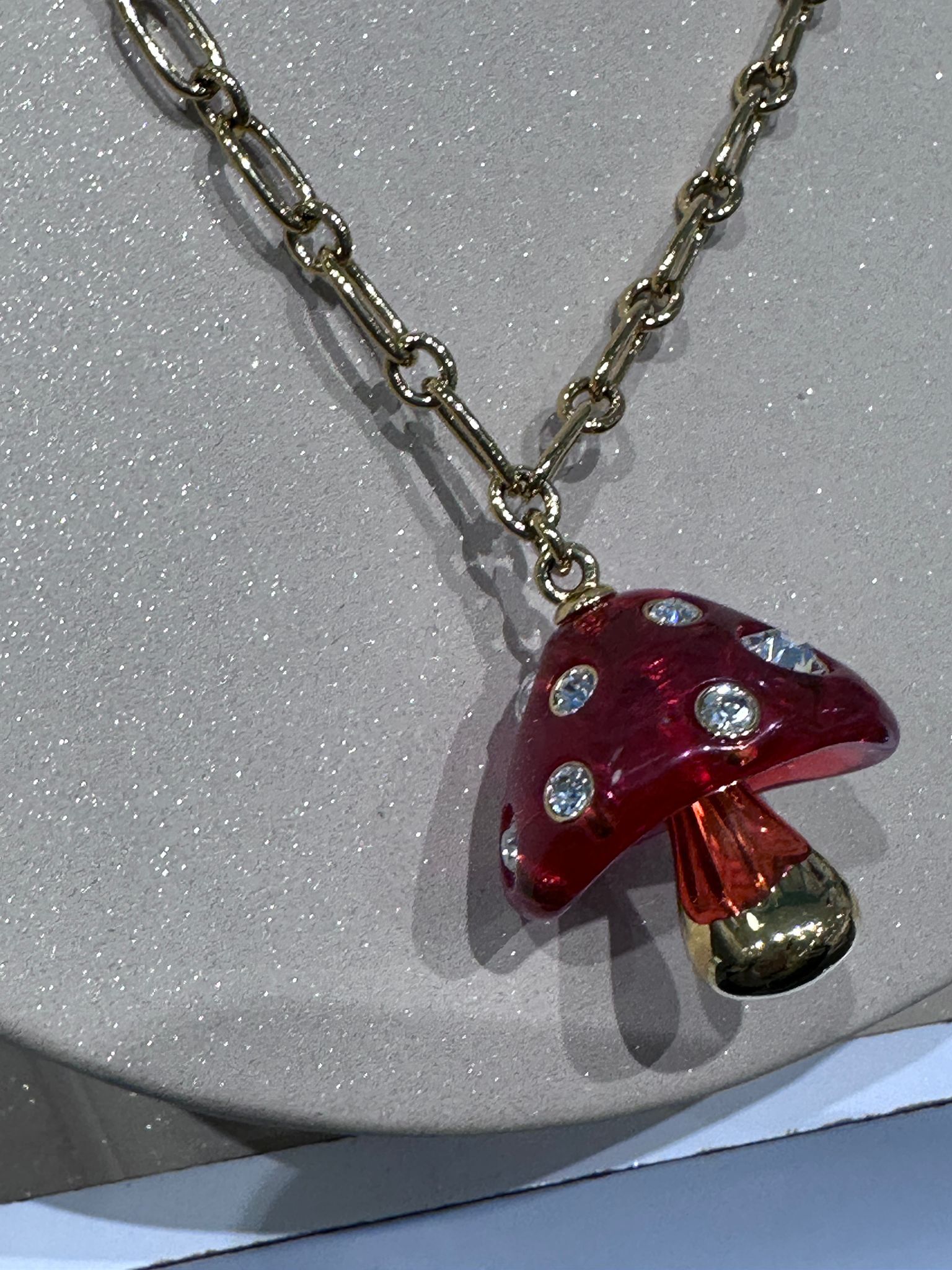 RQ83 KS 立體蘑菇閃閃頸鏈(粗鏈)  Forest Pop Mushroom Pendant