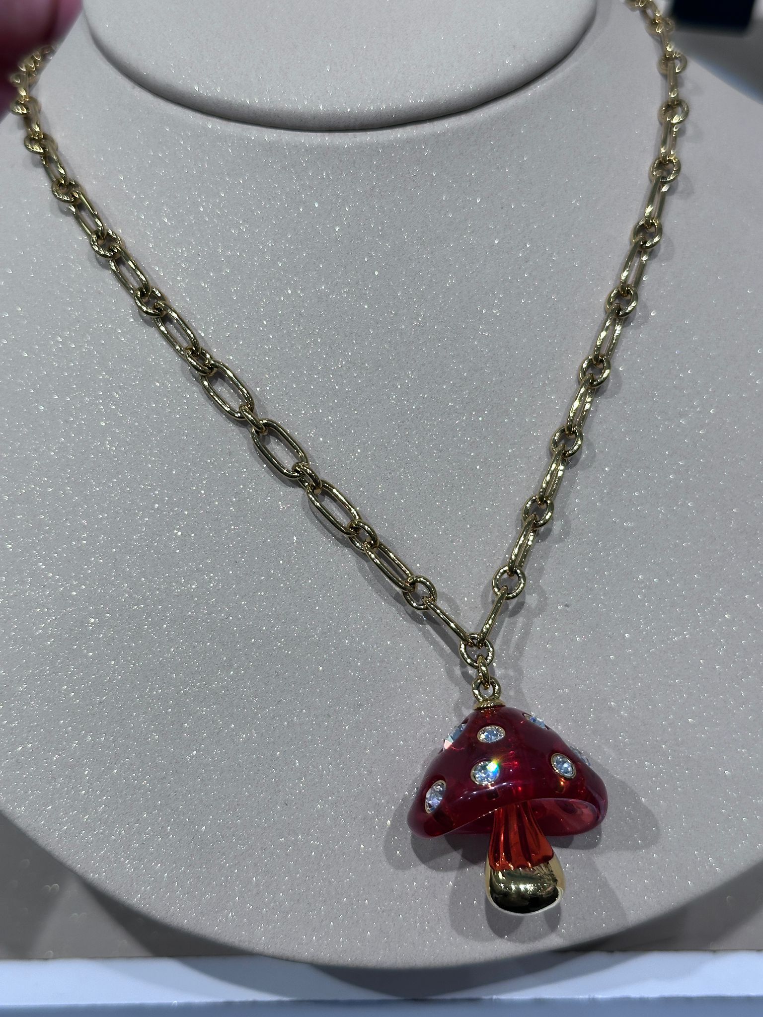 RQ83 KS 立體蘑菇閃閃頸鏈(粗鏈)  Forest Pop Mushroom Pendant