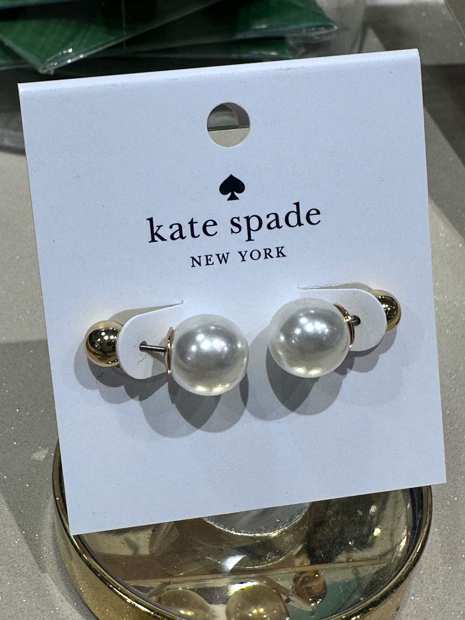 RQ86 KS 白色珠耳環 Golden Bloom Studs