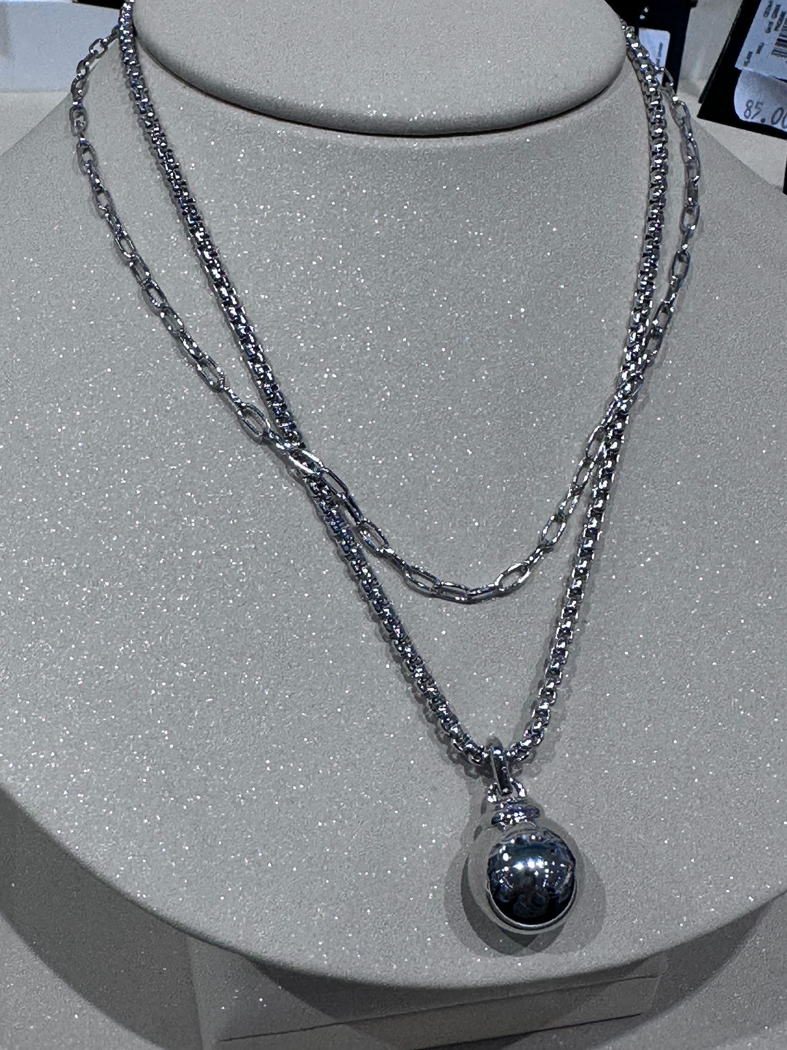 RQ90 KS 銀色珠頸鏈 Dot Wrap Pendant