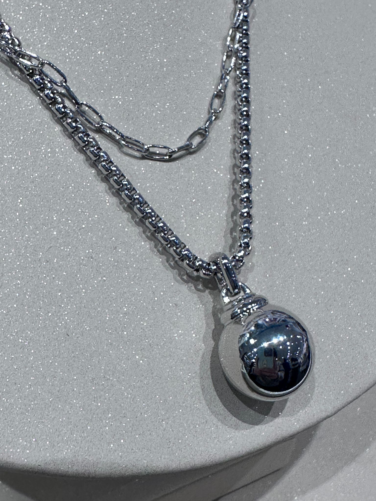 RQ90 KS 銀色珠頸鏈 Dot Wrap Pendant