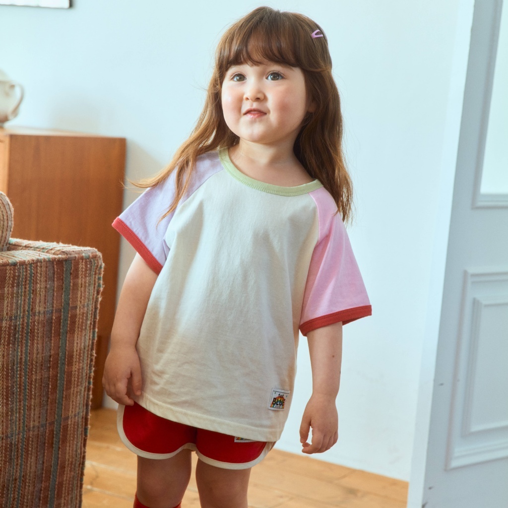 韓國🇰🇷1stblue 拼色插肩短袖T恤(5-15)