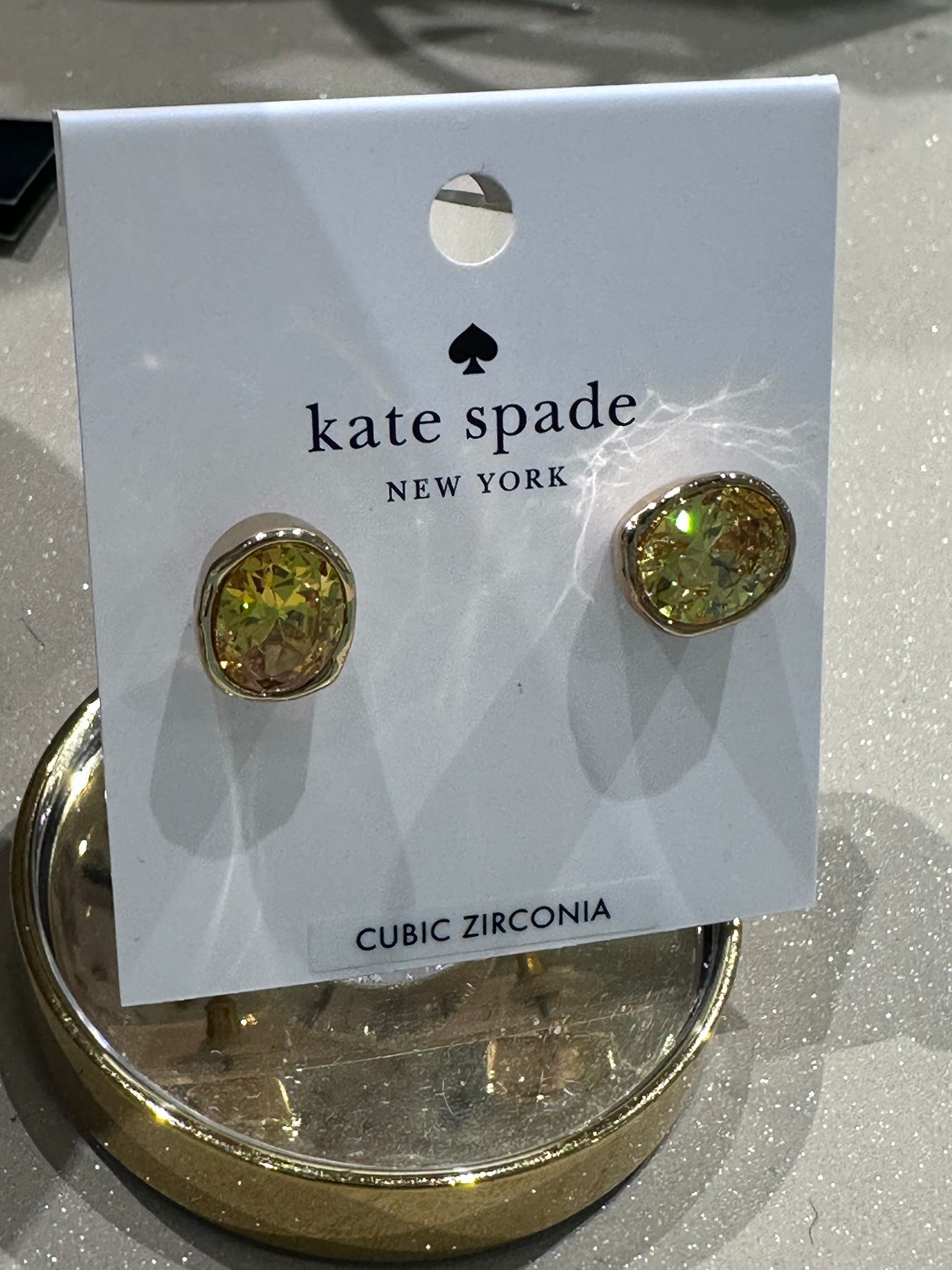 RQ95 KS 黃色圓形水晶耳環 High Shine Studs