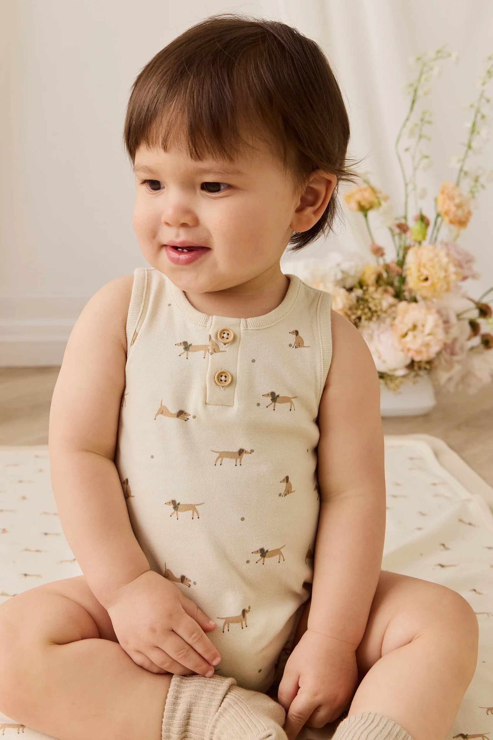 【預購】JAMIE KAY -Organic Cotton Archie Playsuit（Play Ball Cassava）