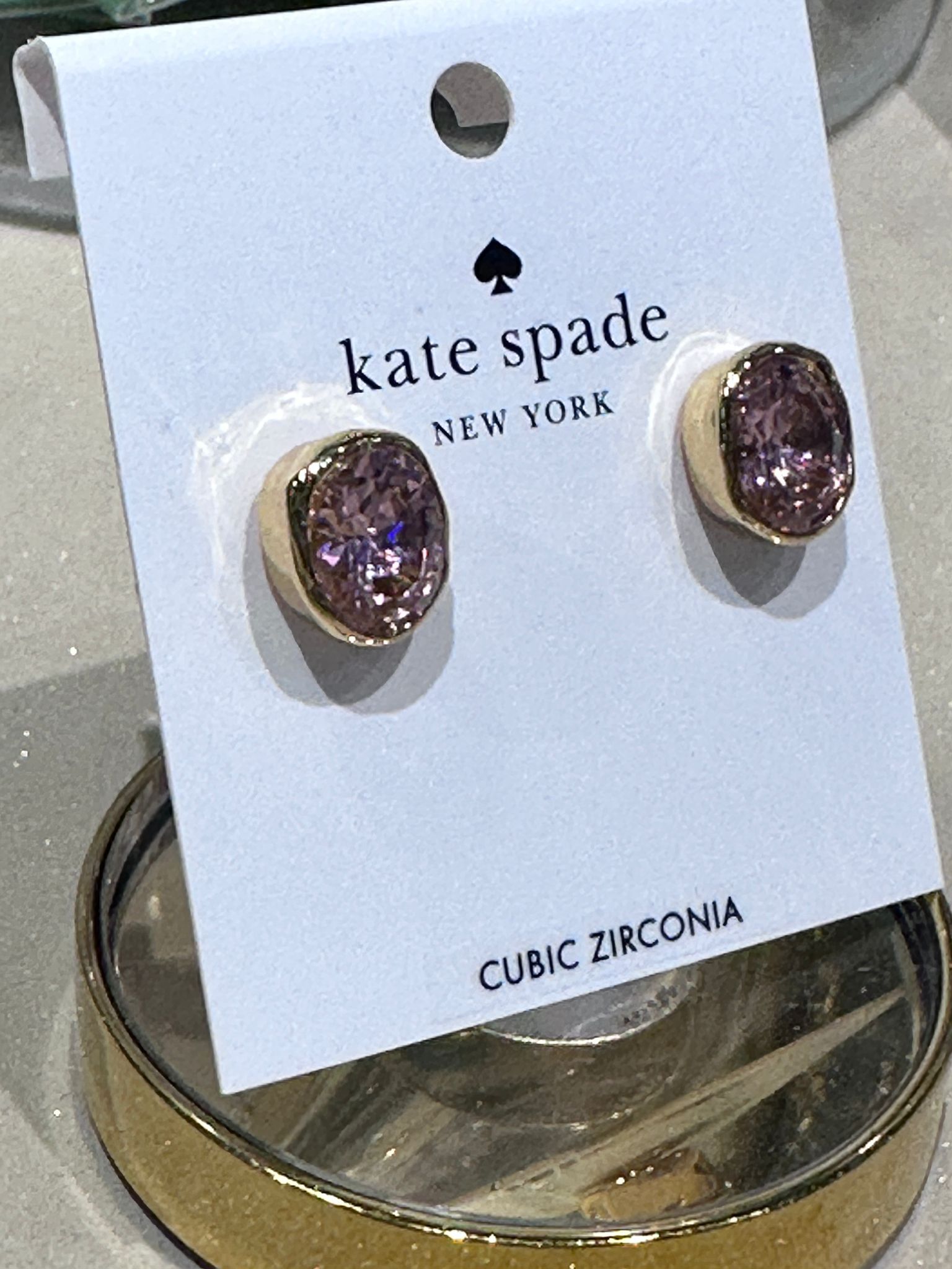 RQ96 KS 粉紅色圓形水晶耳環 High Shine Studs