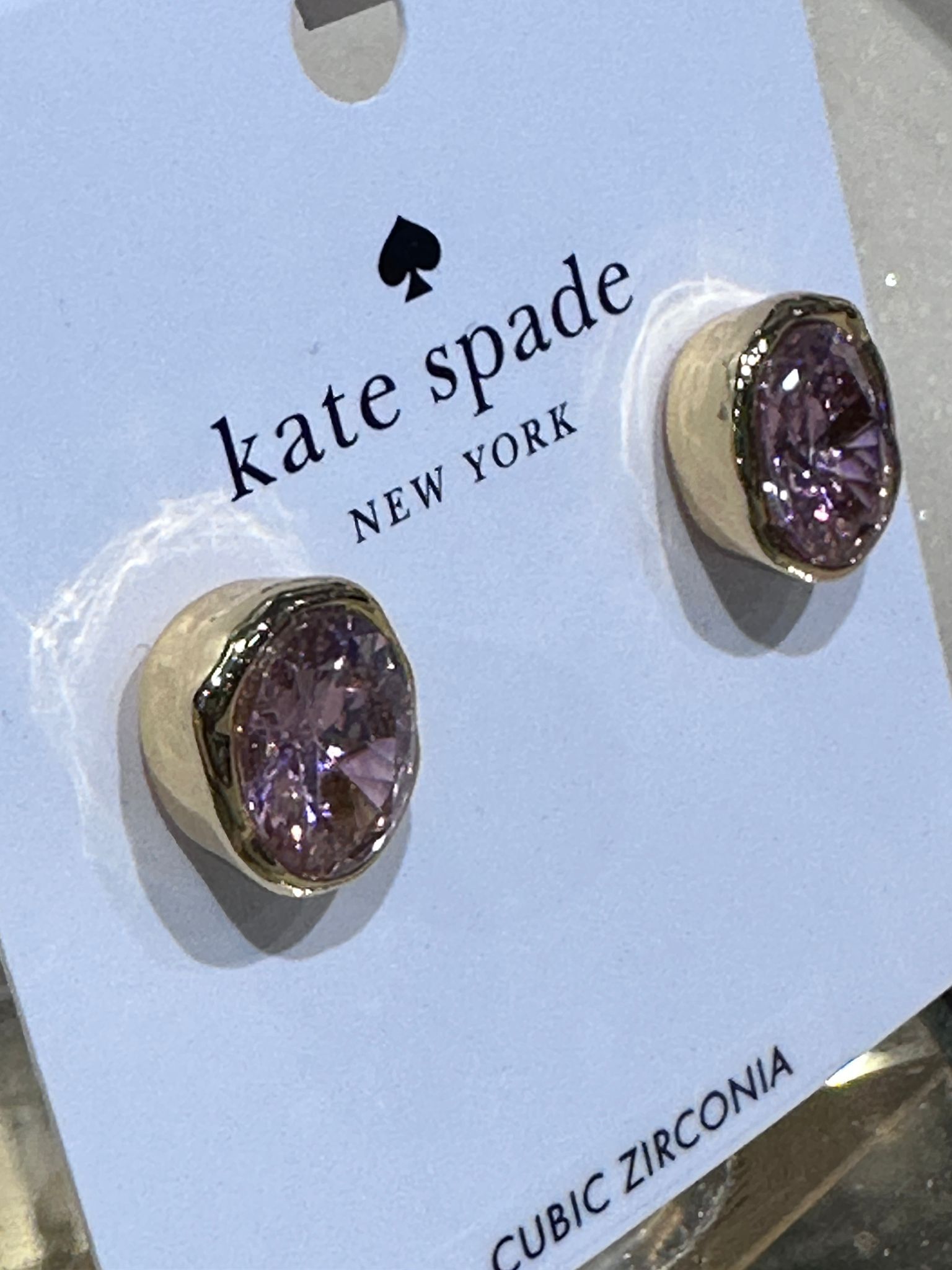 RQ96 KS 粉紅色圓形水晶耳環 High Shine Studs