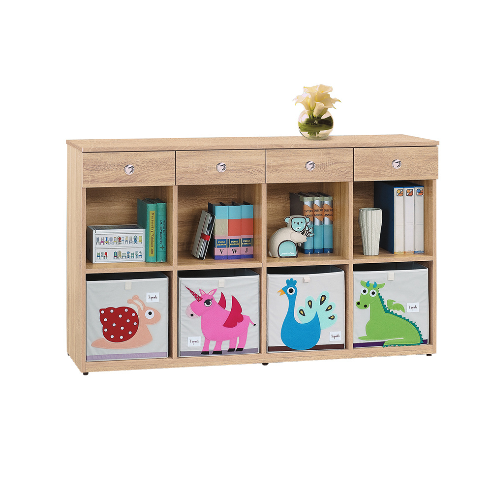 柏蒂家居-卡蒂姆5尺四抽八格開放式收納置物櫃(不含裝飾收納箱)