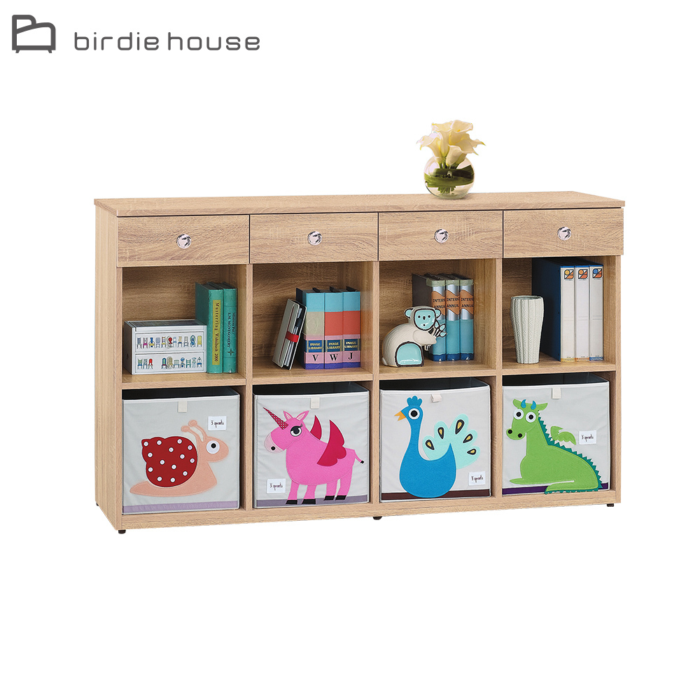 柏蒂家居-卡蒂姆5尺四抽八格開放式收納置物櫃(不含裝飾收納箱)