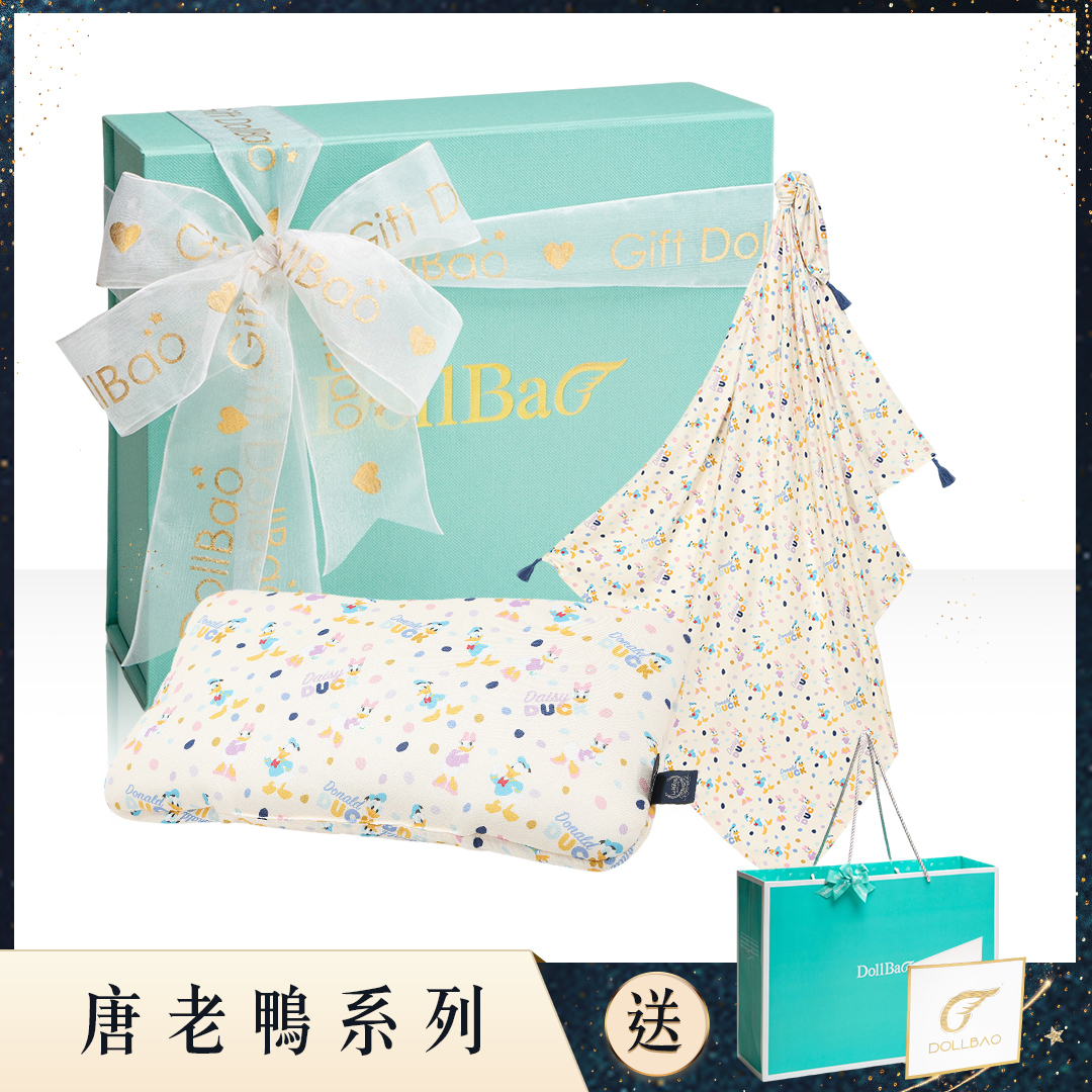 Gift DollBao 唐老鴨夏季小寶彌月禮盒 (竹纖涼感巾加大款+竹纖小童方枕)｜歡樂圈圈篇