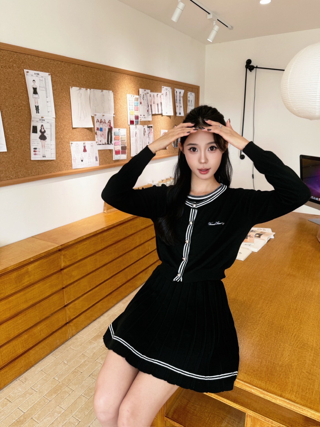 赫本日記’Hepburn—針織百褶套裝洋