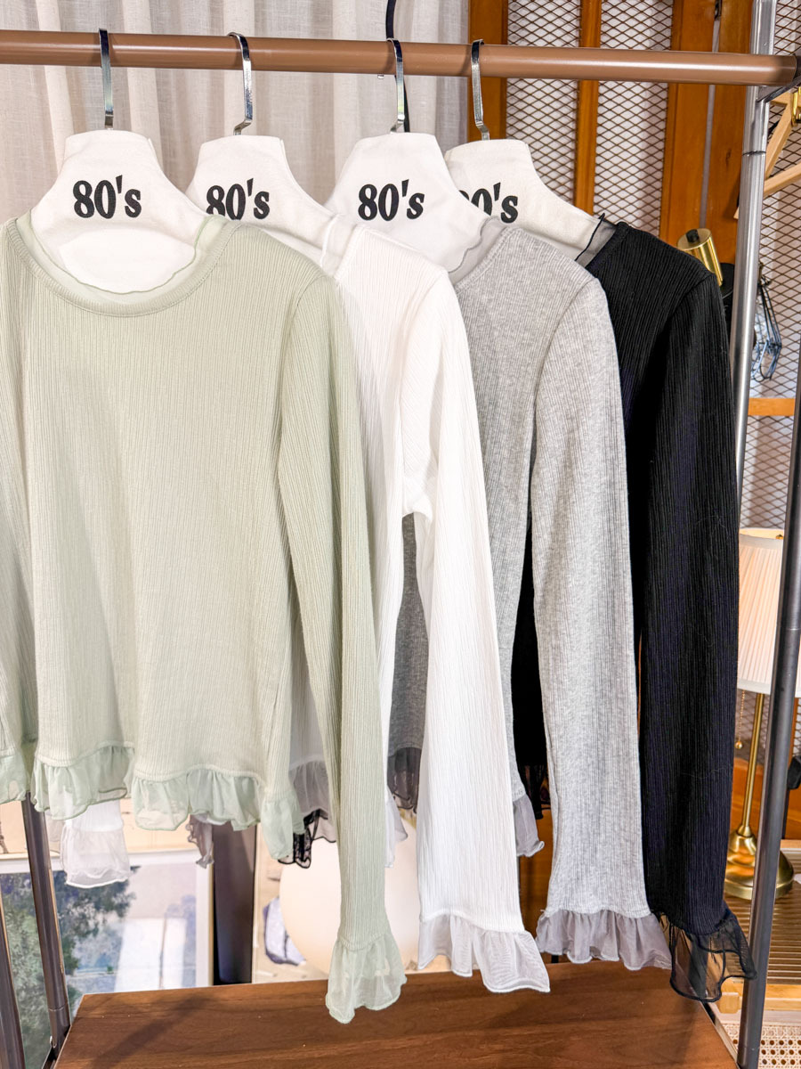 【多買多優惠】下擺 領邊 袖口網布RUFFLE．直紋雙面料TOP【不設退換】