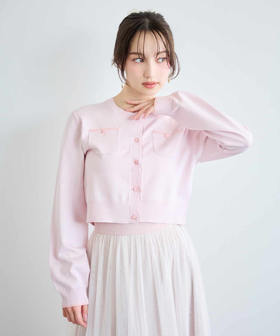 [預購] LILLIAN CARAT 波浪邊設計針織開襟衫