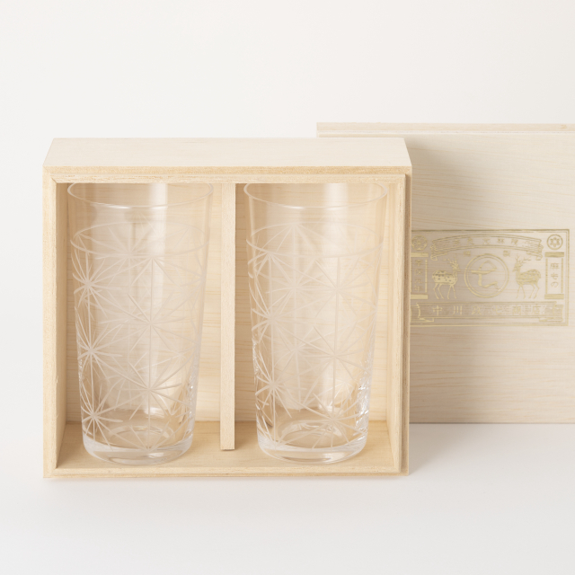 中川政七商店 - 麻葉切子玻璃杯 木盒組 / 長型