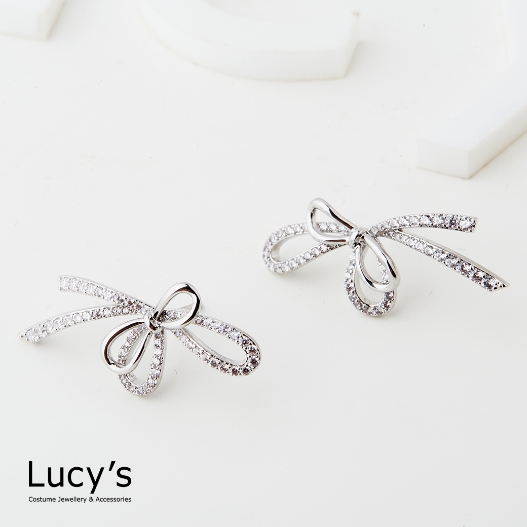 雙映蝴蝶結 耳環 (二色) (124284/124285)