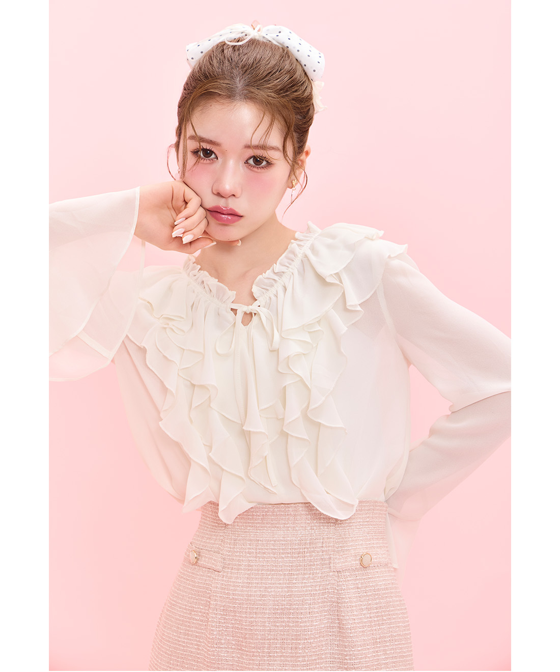 [預購] LILLIAN CARAT 層次設計荷葉邊襯衫