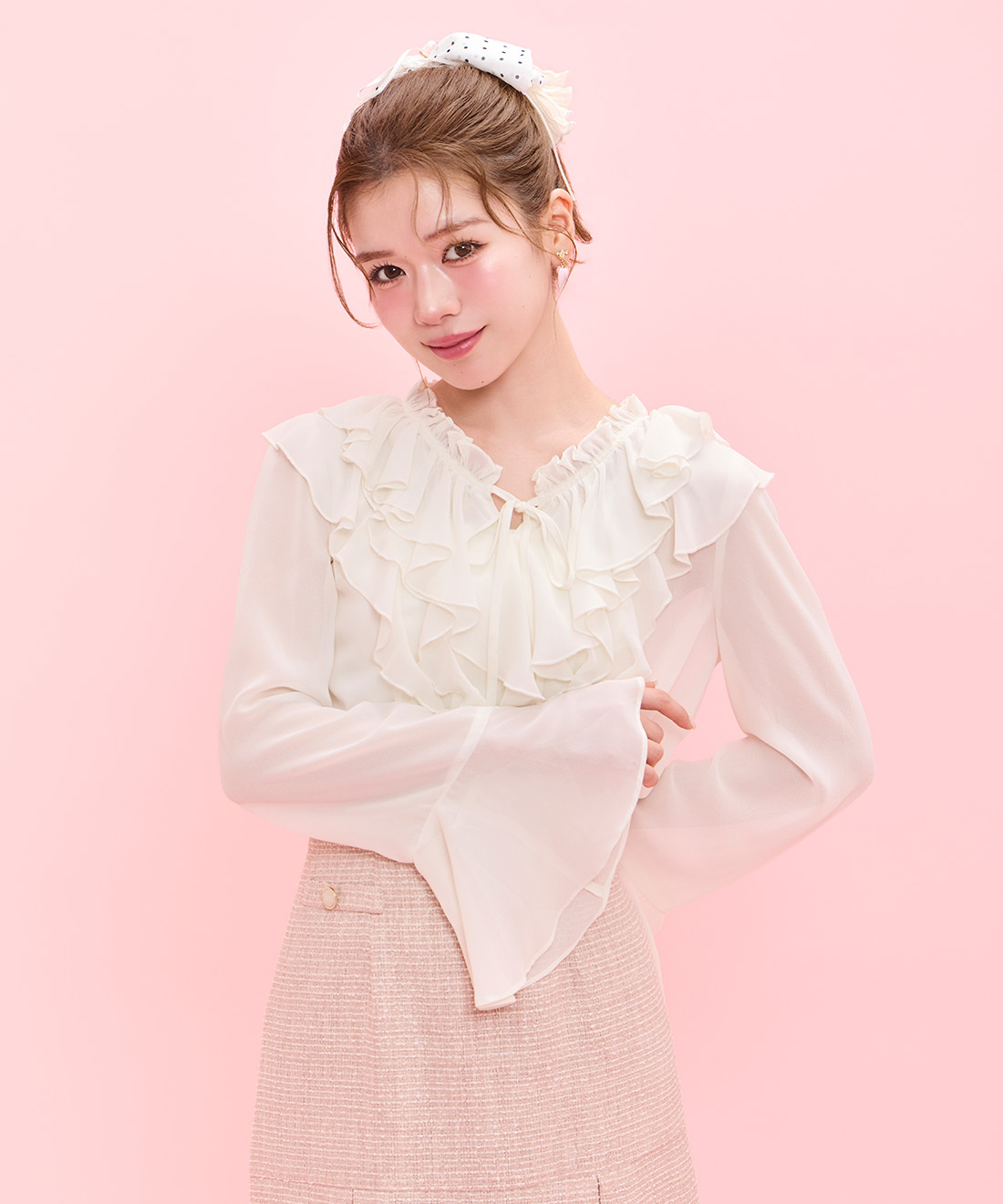 [預購] LILLIAN CARAT 層次設計荷葉邊襯衫