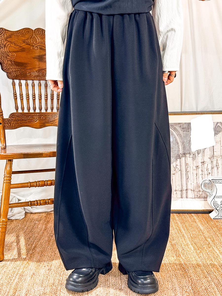 橡根腰．雙面料 直腳褲 (有袋)